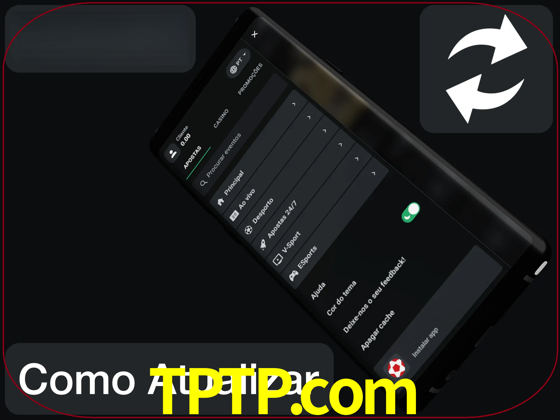 O aplicativo é atualizado automaticamente quando você faz o login.