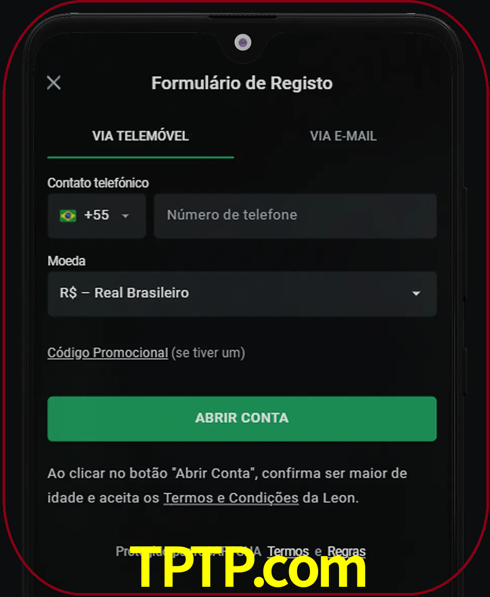 Abra o aplicativo e inicie o processo de registro.