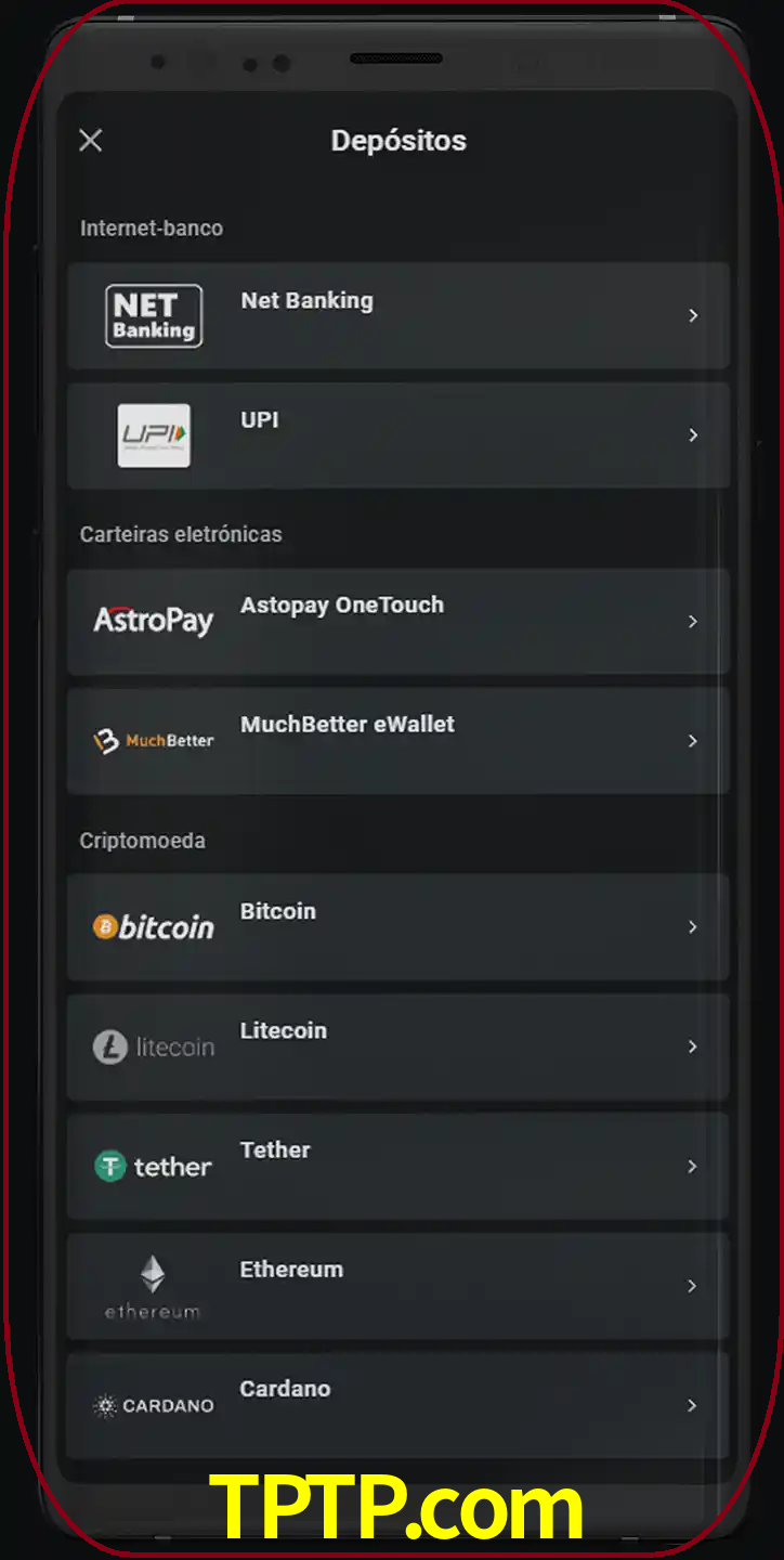 Você pode usar métodos alternativos de depósito.